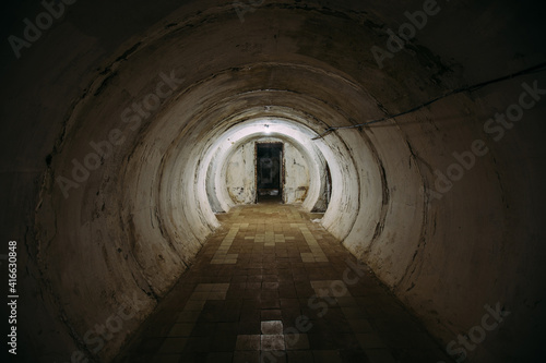 Dark abandoned Soviet bunker  echo of Cold War