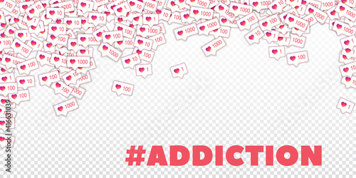 Social media icons. Transparent grid concept. Falling gradient like counter. Falling rain elements o
