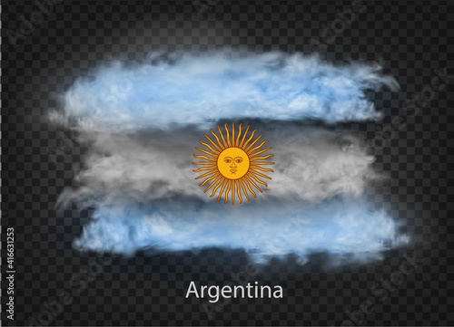 background of flag of argentina smoke and clouds. Vector illustration