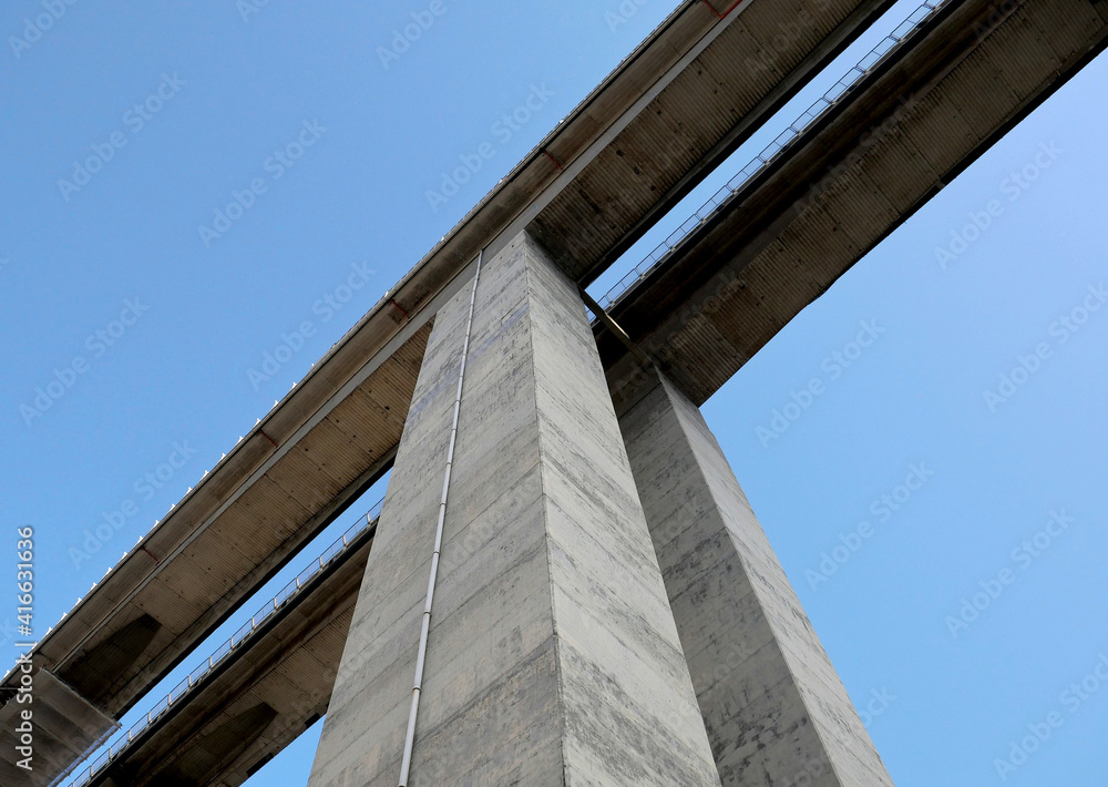 Bridge with the blue sky with reinforced concrete columns Bridge with the blue sky with reinforced concrete columns