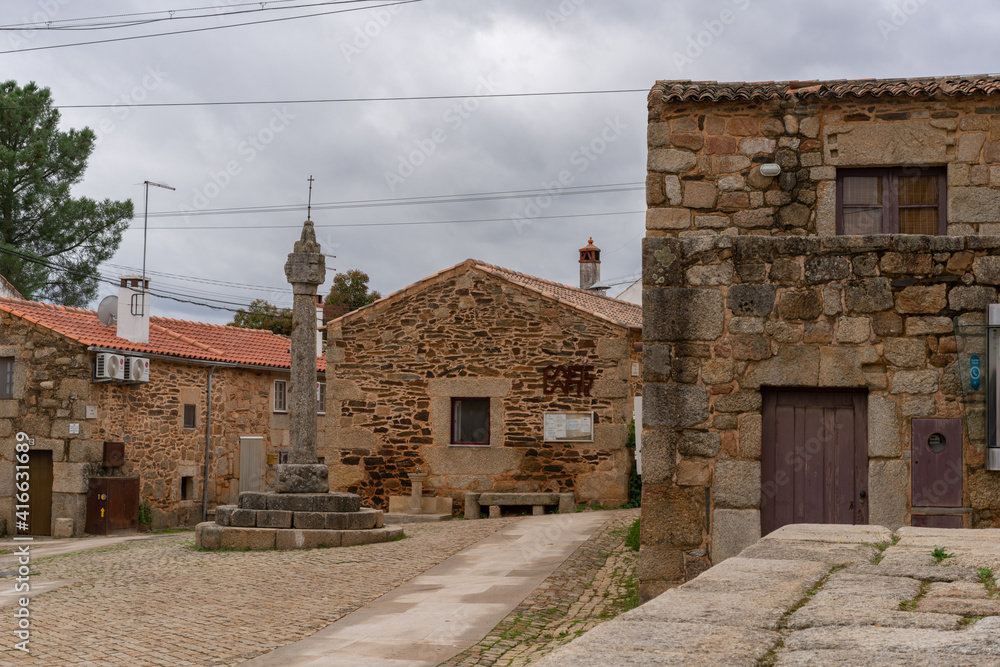 Idanha a Velha historic village center with Pelourinho, in Portugal