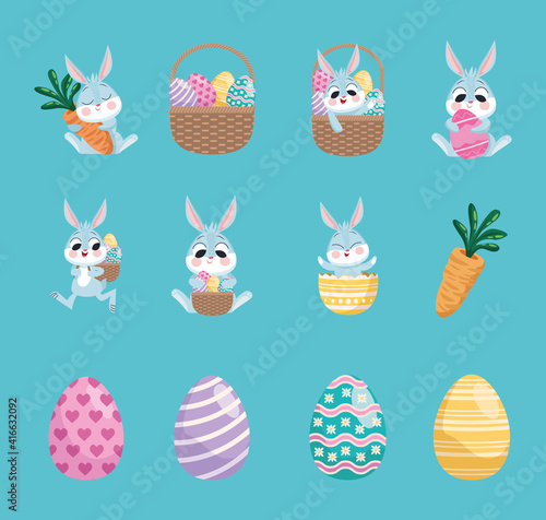 bundle of twelve happy easter set icons