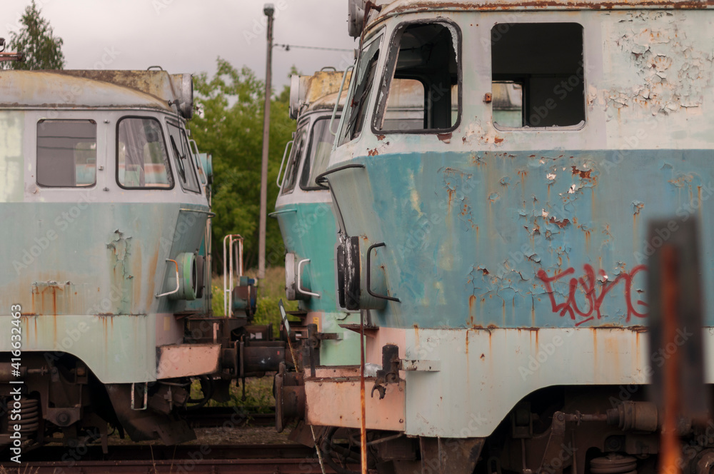 Abandoned train graveyard in Łódź, Poland Abandoned train graveyard in Łódź, Poland