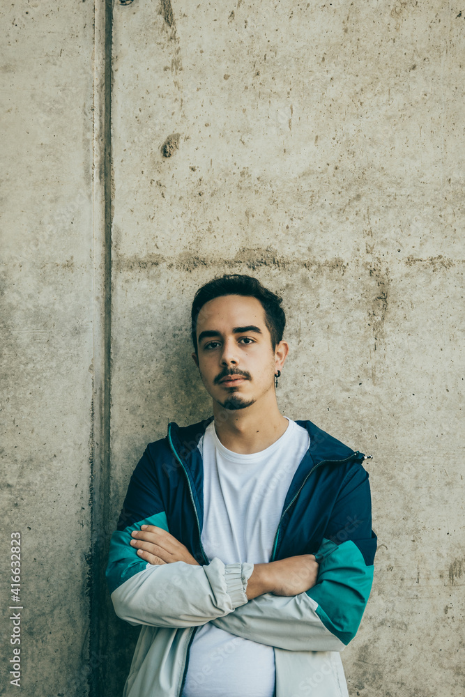 Fototapeta premium Boy with blue jacket posing