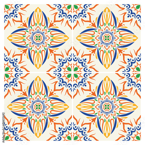 colorful art italian style ceramic pattern background © Jemastock