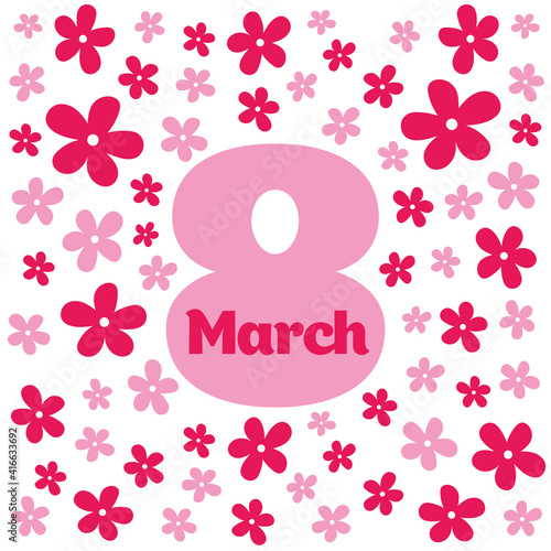 8 march banner with flower