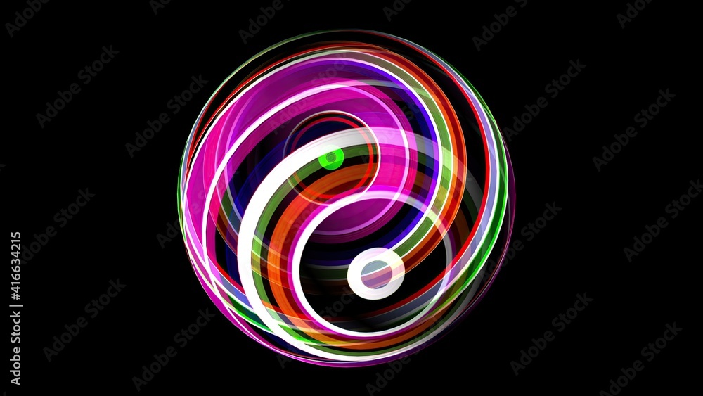 3D illustration of Colorful sphere black 3D illustration of Colorful sphere black