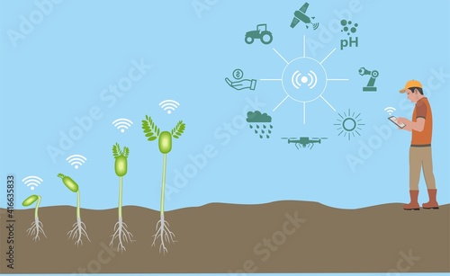 New agricultural crops. Controlled by smart and modern farming methods