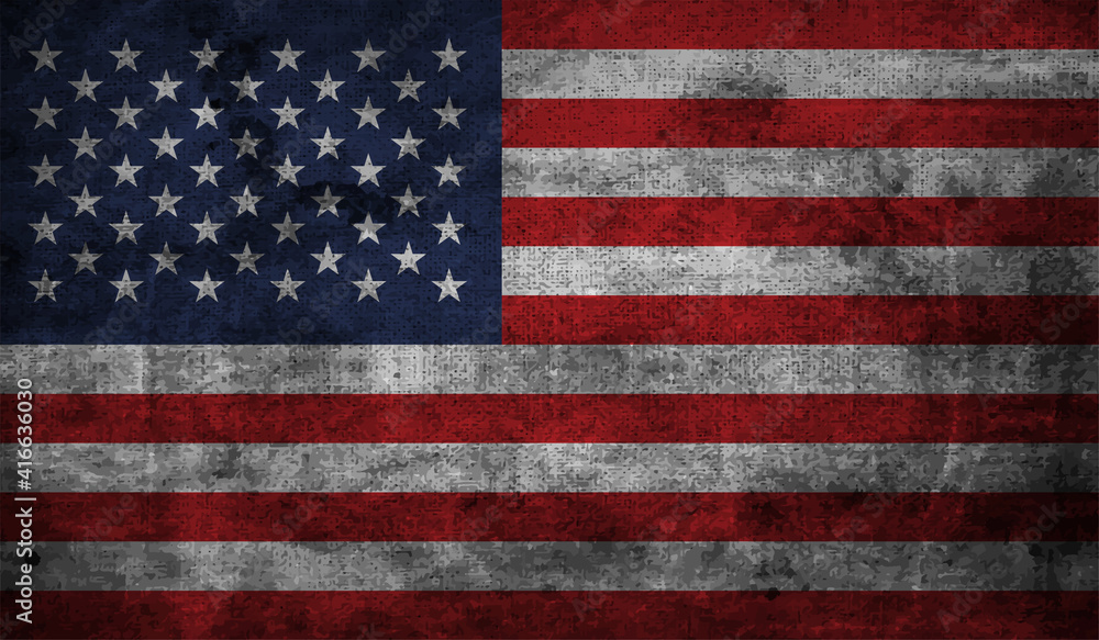 Naklejka premium American flag. Grunge old flag USA isolated white background.