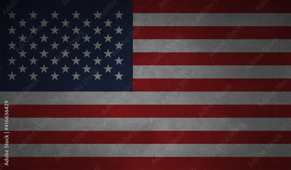 Naklejka premium American flag. Grunge old flag USA isolated white background.