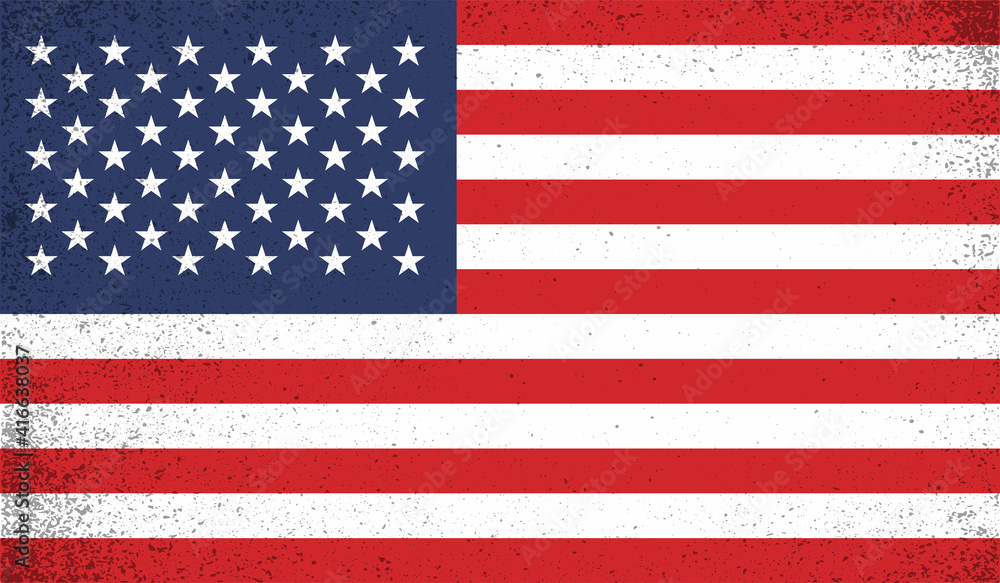 Fototapeta premium American flag. Grunge old flag USA isolated white background.