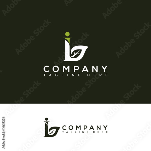 Initial I IB BI B beatutyful herbal medicine healthy balance through modern logo vector. It will be suitable for Spa, green, nature, growth and herbal related Brand or company. photo