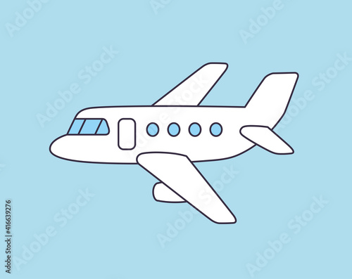 White jet airplane line icon