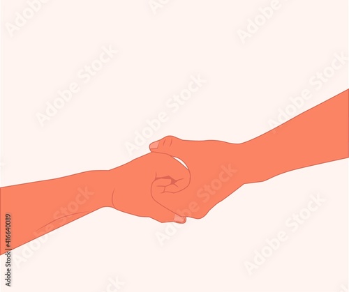 Wallpaper Mural Shaking hands. Two hands gesture. Hold someone else's hand to help. Helping each other. friends meeting. Partners, support, friendship, agreement, love, friends hands, hand in hand vector illustration Torontodigital.ca