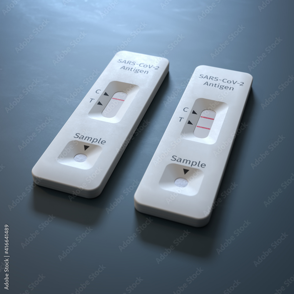 Quick testing for Covid19 / SARSCoV2 infection concept Two rapid