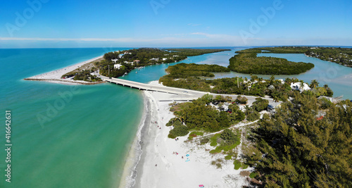 Aerial view of the road bridge between Captiva Island and Sanibel Island in Lee County, Florida, United States photo