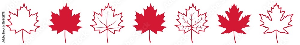 Maple Leaf Icon Canada Maple Leaf Red Set | Maples Leaves Icon Canadian ...