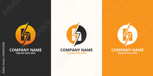 Electric initial letter H Logo Icon Template. Illustration vector graphic. Design concept Electrical Bolt With letter symbol. Perfect for corporate, more technology brand identity