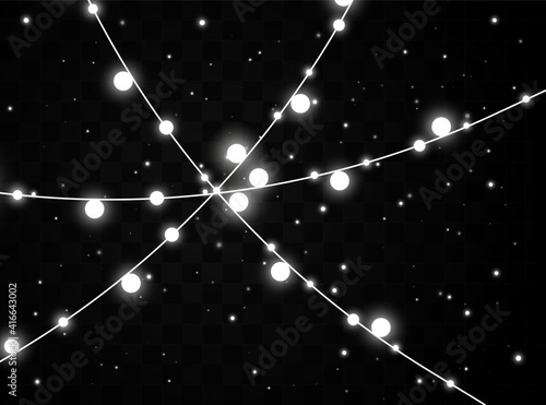 Dust white. White sparks and golden stars shine with special light. Vector sparkles on a transparent background. Christmas abstract pattern. Sparkling magical dust particles.