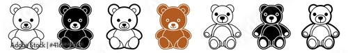 Fotografie, Obraz Teddy Bear Icon Brown Teddy Bear Toy Set | Teddy Bears Icon Love Vector Illustra