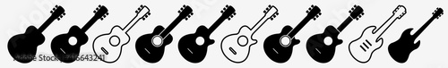 Fotografia, Obraz Guitar Icon Acoustic Guitar Country Set | Guitars Icon Classical Vector Illustra