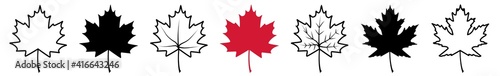 Fényképezés Maple Leaf Icon Canada Maple Leaf Set | Maple Leaves Icon Canadian Vector Illust