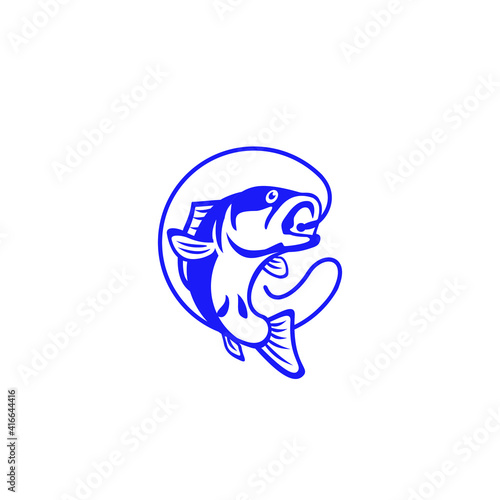 Fish and hook logo, Simple fishing logo template 