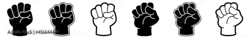 Fist Icon Power Fist Strength Set | Fists Icon Raised Vector Illustration Logo | Happy Fist Clenched Fist Icon Isolated Collection