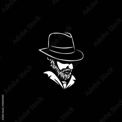 Gentleman logo design. Awesome our combination man 
with hat and beard logo. A gentleman logotype.
