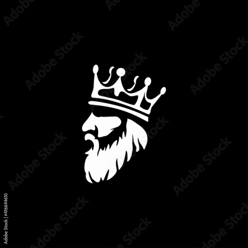 Bearded king with a crown on his head