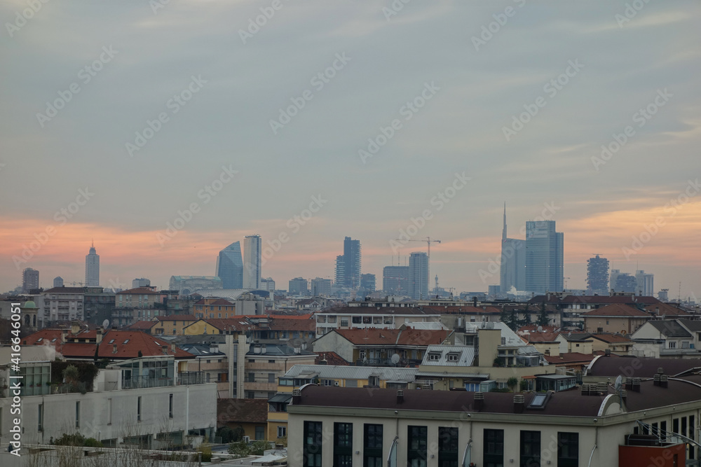 Milano - city skyline at sunset