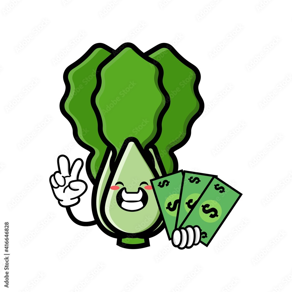 Fototapeta premium cute lettuce cartoon mascot character funny expression