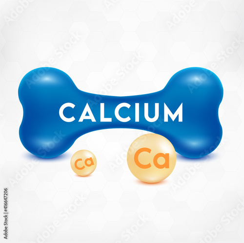Realistic 3d bone with calcium and fluorine particles isolated on white background. Medical or healthcare concept. bone protection.