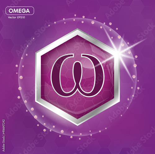 Omega Nutrients and Vitamin pill capsule. Shining golden essence droplet. Beauty treatment nutrition skin care design. Vector illustration.