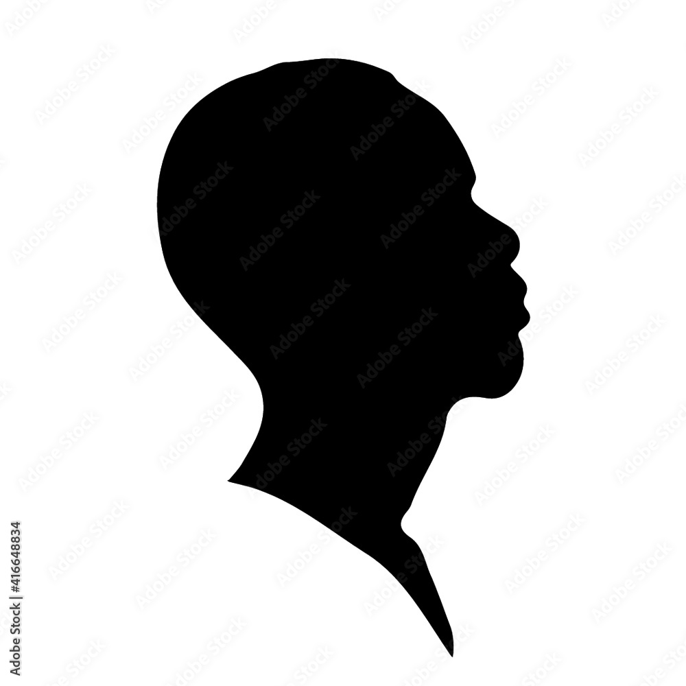 Young Black Man with Low Hair Cut Silhouette Vector Illustration stock illustration