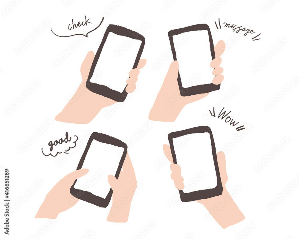 手書き風のスマホを持つ手のイラスト Illustration Of A Hand Holding A Handwritten Smartphone Stock Vector Adobe Stock