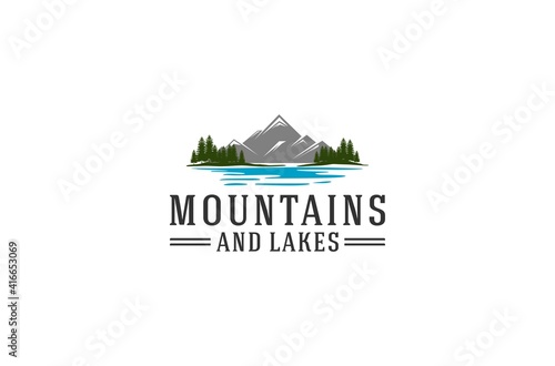 logo of beautiful mountain and river views