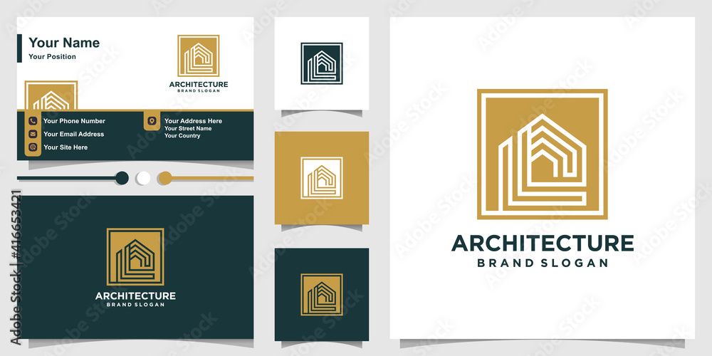 Architecture logo template and business card Premium Vector Architecture logo template and business card Premium Vector