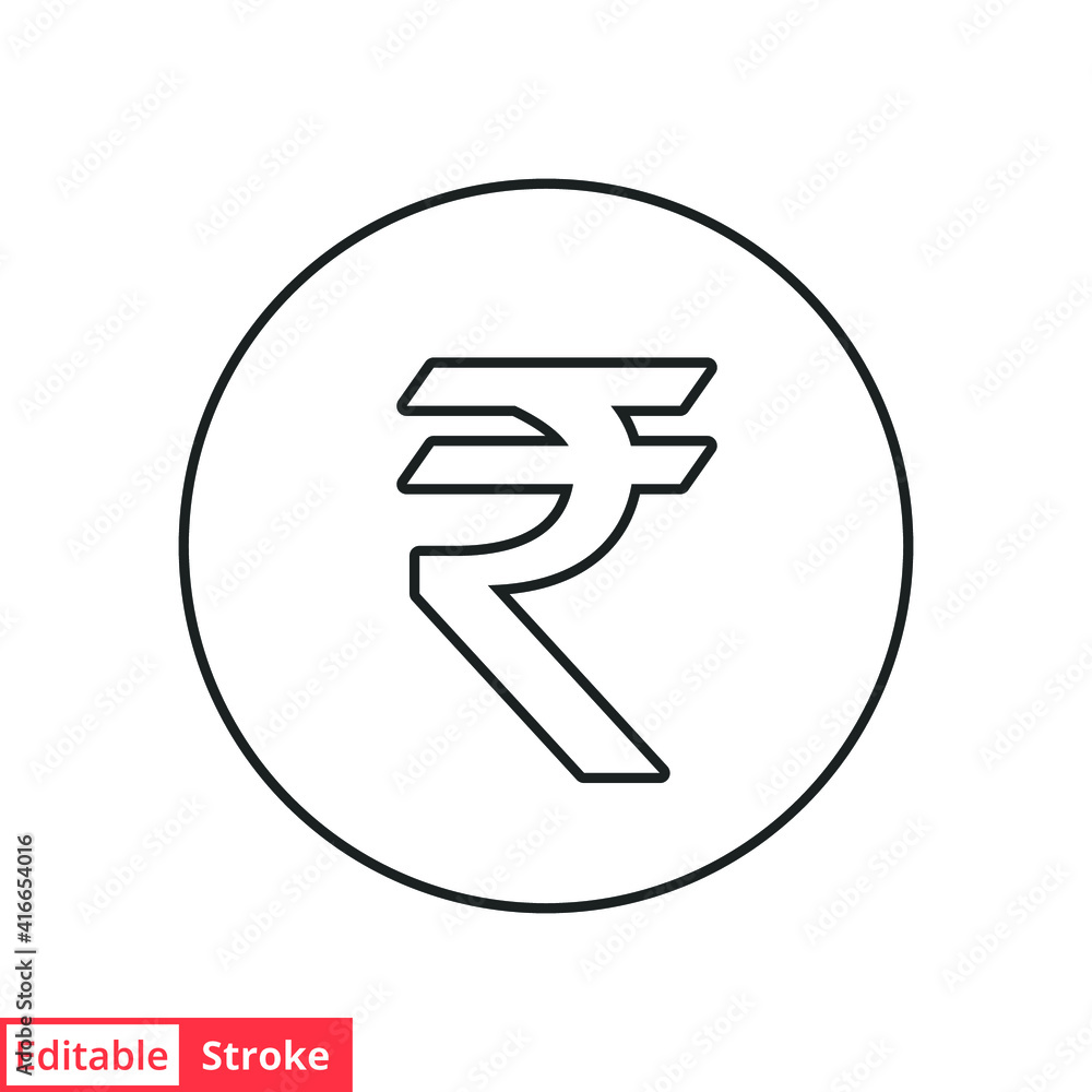 Rupee line icon. Simple outline style, rupee symbol. Bank, money cash business concept. Vector illustration isolated on white background. Editable stroke EPS 10. Rupee line icon. Simple outline style, rupee symbol. Bank, money cash business concept. Vector illustration isolated on white background. Editable stroke EPS 10.