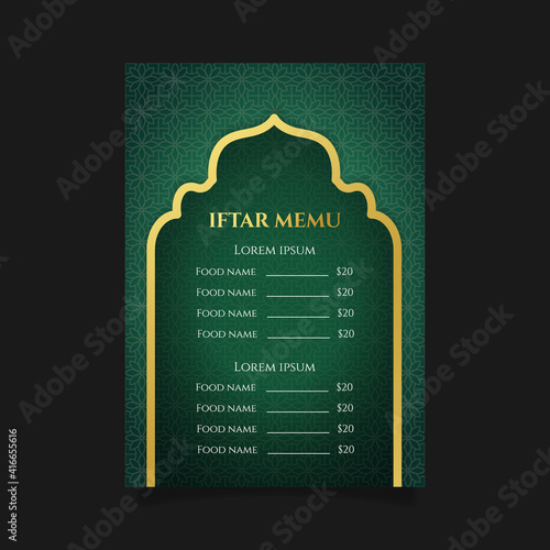 Flat iftar menu template. - Vector.
