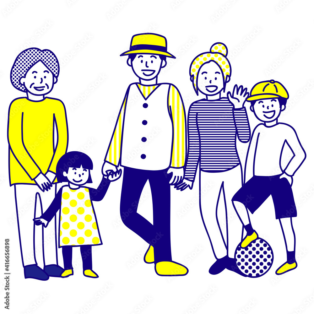 夫婦と子供2人と祖母の 仲良しな家族イラスト 2色縁取り線 Stock Vector Adobe Stock 夫婦と子供2人と祖母の 仲良しな家族イラスト 2色縁取り線 Stock Vector Adobe Stock