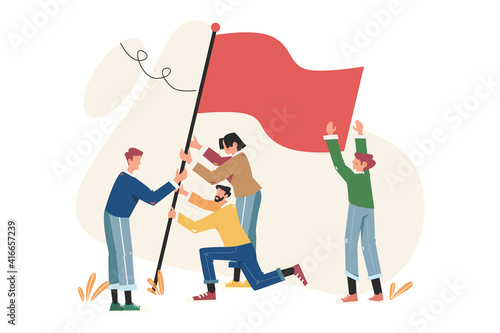 Goal achievement flag as a symbol of success