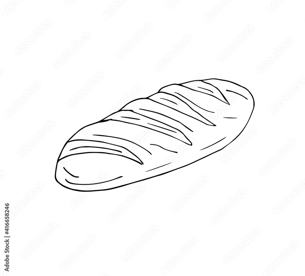 Vector hand drawn doodle sketch bread isolated on white background Vector hand drawn doodle sketch bread isolated on white background