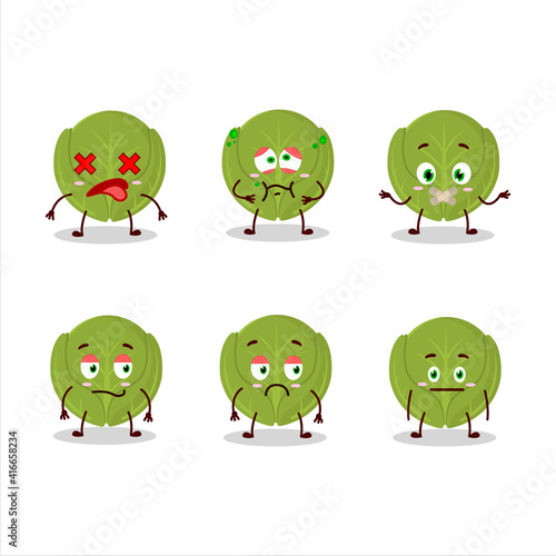 Brussels sprouts cartoon character with nope expression