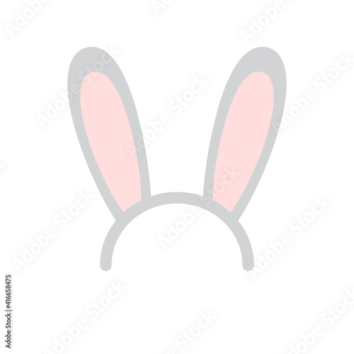 Vector flat cartoon rabbit bunny ears hair bezel isolated on white background