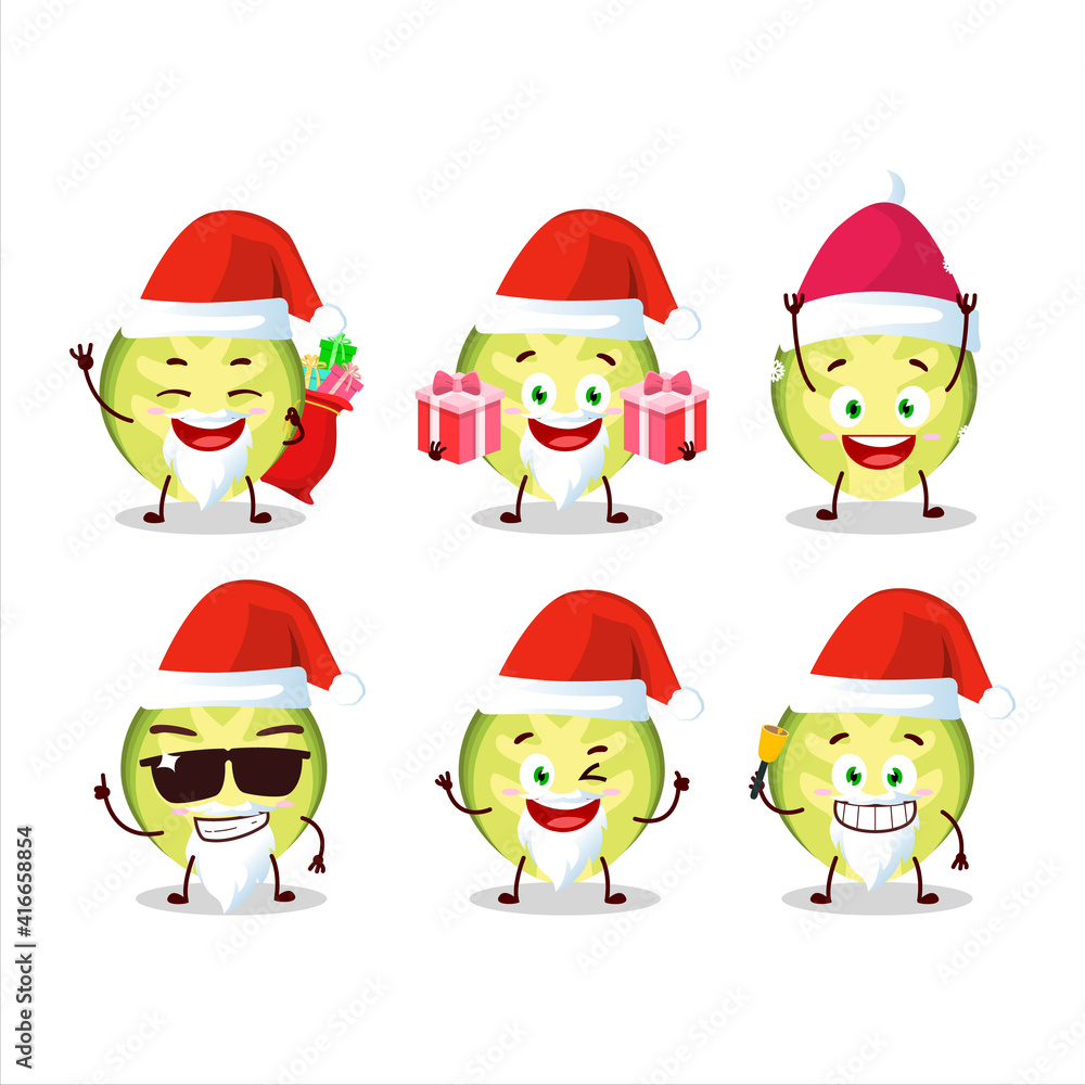 Santa Claus emoticons with slice of brussels sprouts cartoon character Santa Claus emoticons with slice of brussels sprouts cartoon character