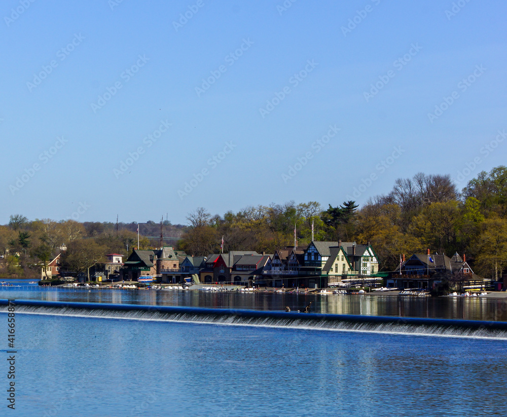 Fototapeta premium Boat Houses on River