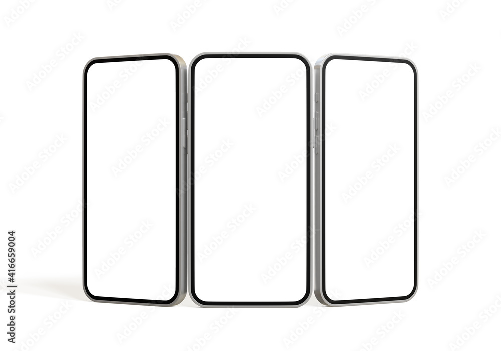 Mock-up smart phone empty screen front view empty screen isolated on the white background. 3d illustration. Mock-up smart phone empty screen front view empty screen isolated on the white background. 3d illustration.