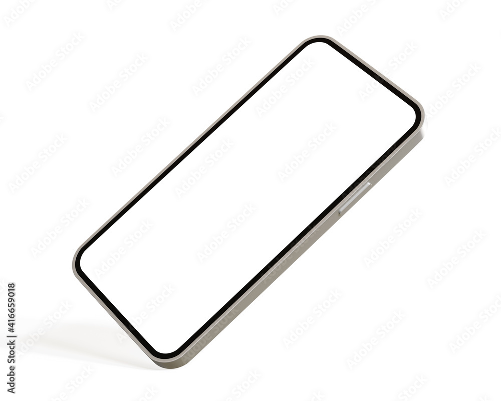 Smartphone mockup in rotated position empty screen isolated on the white background. 3d illustration. Smartphone mockup in rotated position empty screen isolated on the white background. 3d illustration.