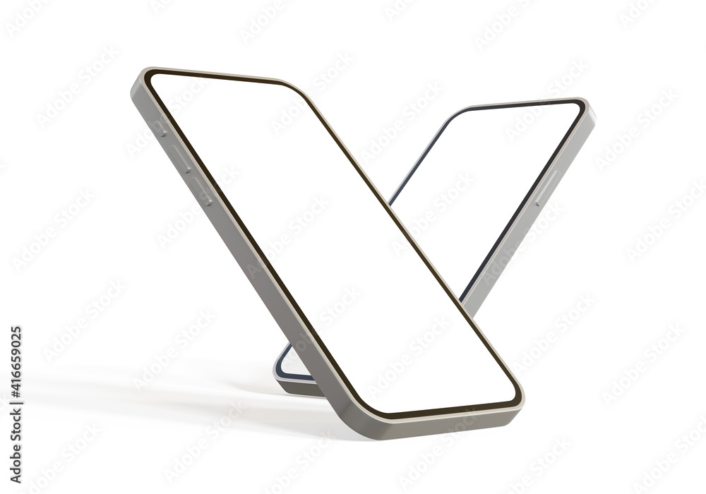 Mobile smart phone mockup empty screen isolated on the white background. 3d illustration. Mobile smart phone mockup empty screen isolated on the white background. 3d illustration.